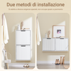 SoBuy FSR204-W Scarpiera Salvaspazio Slim Scarpiera Ingresso con 2 Ante Basculanti, Montaggio Verticale/Orizzontale, Mobile Legno Bianco Moderno per Corridoio Piccolo, 50x19x100cm
