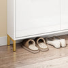 SoBuy FSR206-GW Scarpiera Salvaspazio Slim Ingresso - Mobile Scarpiera Bianca con 4 Ante a Ribalta, Profondità 19 cm, Design Nordico con Finitura Lucida e Maniglie Dorate, 100x19x90cm
