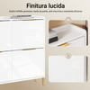 SoBuy FSR206-GW Scarpiera Salvaspazio Slim Ingresso - Mobile Scarpiera Bianca con 4 Ante a Ribalta, Profondità 19 cm, Design Nordico con Finitura Lucida e Maniglie Dorate, 100x19x90cm