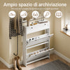 SoBuy FSR207-W, Scarpiera Salvaspazio Slim In Legno, Scarpiera Ingresso Moderna con 2 Ante a Ribalta e 1 Cassetto, Design Compatto per Spazi Ristetti, Facile da Pulire, Bianco, 80x19x107 cm
