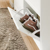 SoBuy FSR208-W, Scarpiera Salvaspazio Slim, Scarpiera In Legno Bianco, Mobile Ingresso con 4 Ante a Ribalta e 2 Cassetti, a 12 Paia di Scarpe, Con Protezione Antiribaltamento, 100x19x107cm