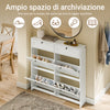 SoBuy FSR208-W, Scarpiera Salvaspazio Slim, Scarpiera In Legno Bianco, Mobile Ingresso con 4 Ante a Ribalta e 2 Cassetti, a 12 Paia di Scarpe, Con Protezione Antiribaltamento, 100x19x107cm