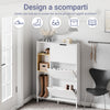 SoBuy FSR209-WN, Scarpiera Salvaspazio Slim Scarpiera Ingresso Mobile Ingresso, 3 Porte a Ribalta, Bianco e Bamboo, Per Donne, Spazio Salvaspazio per Ingressi e Corridoi, 90x19x129.5 cm