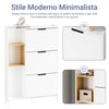 SoBuy FSR209-WN, Scarpiera Salvaspazio Slim Scarpiera Ingresso Mobile Ingresso, 3 Porte a Ribalta, Bianco e Bamboo, Per Donne, Spazio Salvaspazio per Ingressi e Corridoi, 90x19x129.5 cm