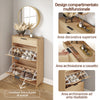 SoBuy FSR212-N, Schuhregal für den Eingangsbereich – platzsparendes, schlankes Schuhregal aus Holz, großes Fassungsvermögen für Schuhe bis Größe 47, modernes nordisches Design, ideal für Flur, Eingangsbereich, Familie, Holz, 60 x 24 x 95 cm