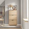 SoBuy FSR212-N, Schuhregal für den Eingangsbereich – platzsparendes, schlankes Schuhregal aus Holz, großes Fassungsvermögen für Schuhe bis Größe 47, modernes nordisches Design, ideal für Flur, Eingangsbereich, Familie, Holz, 60 x 24 x 95 cm