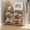 SoBuy FSR214-N Schuhregal für den Eingangsbereich – platzsparendes, schlankes Schuhregal aus Holz, großes Fassungsvermögen für Schuhe bis Größe 47, modernes nordisches Design, ideal für Flur, Eingangsbereich, Familie, 100 x 24 x 83 cm