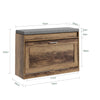 SoBuy FSR82-K-W Schlankes, platzsparendes Schuhregal mit Sitz – Schuhregal für den Eingangsbereich, Holzbehälter, Eingangsmöbel für Schuhe, verstellbar, 60 x 24 x 51 cm, Weiß