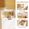 SoBuy FSR221-W Schuhregal für den Eingangsbereich, platzsparendes, schlankes Schuhregal aus Holz, Kapazität bis Größe 47, mit Haken und offenem Regal für den Flureingang einer kleinen Wohnung, Weiß, 60 x 19 x 119 cm