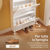 SoBuy FSR221-W Schuhregal für den Eingangsbereich, platzsparendes, schlankes Schuhregal aus Holz, Kapazität bis Größe 47, mit Haken und offenem Regal für den Flureingang einer kleinen Wohnung, Weiß, 60 x 19 x 119 cm