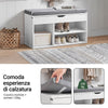 SoBuy FSR45-HG Panca scarpiera legno Portascarpe salvaspazio Scarpiera Ingresso Cassapanca Contenitore da Interno con Seduta L80*P30*A48cm Bianco