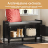 SoBuy FSR63-II-SCH Scarpiera Panca Contenitore - Cassapanca Salvaspazio con Cuscino Rimovibile e 2 Ante - Mobile Ingresso per Corridoio o Camera da Letto - Struttura Robusta Nero 91x30x50cm