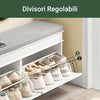 SoBuy FSR64-WG Scarpiera Salvaspazio Slim da Ingresso Panca Contenitore con Cuscino, Cassapanca Scarpiera Regolabile per Camera, Corridoio, 104x24x51cm, Effetto Legno Invecchiato Bianco