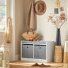 SoBuy FSR65-K-DG Panca scarpiera Cassapanca da Interno Mobile Bagno con 2 cestini Bianco e Grigio L68*P32*A45cm