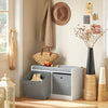 SoBuy FSR65-K-DG Panca scarpiera Cassapanca da Interno Mobile Bagno con 2 cestini Bianco e Grigio L68*P32*A45cm
