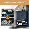 SoBuy FSR78-B Scarpiera Salvaspazio Slim Mobiletto da Ingresso con 2 Ante a Ribalta Scarpiera in Legno MDF Armadio Portascarpe per Ingresso Corridoio o Camera da Letto 54x24x83cm Blu