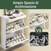 SoBuy FSR78-L-W Scarpiera con 2 Ribalte, Mobile Porta Scarpe da Ingresso, Scarpiera Salvaspazio per 12 Paia, per Corridoio o Ingresso, 75x24x96cm Bianco