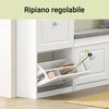 SoBuy FSR78-W ripiano regolabile scarpiera slim bianca, anta aperta con scarpe, meccanismo a ribalta in 2 posizioni