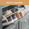 SoBuy FSR79-HG Scarpiera Slim Salvaspazio Mobiletto da Ingresso con 4 Ante a Ribalta, Armadio Portascarpe Scarpiera Moderna per Ingresso, Corridoio o Camera da Letto 105x24x83cm Grigio
