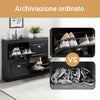 SoBuy FSR79-SCH Scarpiera Slim Salvaspazio Mobiletto da Ingresso 4 Ante a Ribalta, Armadio Portascarpe Scarpiera Moderna per Ingresso, Corridoio o Camera da Letto 105x24x83cm Nero