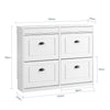 SoBuy FSR79-WG Scarpiera Salvaspazio Slim Mobiletto da Ingresso con 4 Ante a Ribalta Armadio Portascarpe Scarpiera Moderna per Ingresso, Corridoio o Camera 103x23x82cm Effetto Legno Invecchiato Bianco