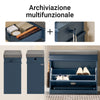 SoBuy FSR82-K-B Scarpiera Salvaspazio Slim con Seduta - Panca Scarpiera da Ingresso Contenitore in Legno, Mobile Ingresso per Scarpe, Regolabile, 60x24x52 cm, Blu
