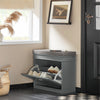 SoBuy FSR82-K-HG Scarpiera Salvaspazio Slim con Seduta - Panca Scarpiera da Ingresso Contenitore in Legno, Mobile Ingresso per Scarpe, Regolabile, Grigio L60*P24*A51 cm