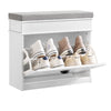 SoBuy FSR82-K-WG Scarpiera Salvaspazio Slim con Seduta Panca Scarpiera da Ingresso Contenitore in Legno Mobile Scarpiera Ingresso per Scarpe, 61x24x51cm Effetto Legno Invecchiato Bianco