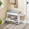 SoBuy FSR82-K-WG Scarpiera Salvaspazio Slim con Seduta Panca Scarpiera da Ingresso Contenitore in Legno Mobile Scarpiera Ingresso per Scarpe, 61x24x51cm Effetto Legno Invecchiato Bianco
