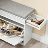 SoBuy FSR82-K-WG Scarpiera Salvaspazio Slim con Seduta Panca Scarpiera da Ingresso Contenitore in Legno Mobile Scarpiera Ingresso per Scarpe, 61x24x51cm Effetto Legno Invecchiato Bianco
