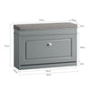 SoBuy FSR82-L-HG Scarpiera Salvaspazio Slim con Seduta - Panca Scarpiera da Ingresso Contenitore in Legno, Mobile Ingresso per Scarpe, Regolabile, Grigio, L75*P24*A51 cm