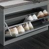 SoBuy FSR82-L-HG Scarpiera Salvaspazio Slim con Seduta - Panca Scarpiera da Ingresso Contenitore in Legno, Mobile Ingresso per Scarpe, Regolabile, Grigio, L75*P24*A51 cm