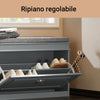 SoBuy FSR82-L-HG Scarpiera Salvaspazio Slim con Seduta - Panca Scarpiera da Ingresso Contenitore in Legno, Mobile Ingresso per Scarpe, Regolabile, Grigio, L75*P24*A51 cm