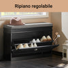 SoBuy FSR82-L-SCH Scarpiera Salvaspazio Slim con Seduta - Panca Scarpiera da Ingresso Contenitore in Legno, Mobile Ingresso per Scarpe, Regolabile, Nero L75*P24*A51 cm