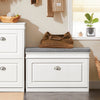 SoBuy FSR82-L-W Scarpiera Salvaspazio Slim con Seduta - Panca Scarpiera da Ingresso Contenitore in Legno, Mobile Ingresso per Scarpe, Regolabile, 75x24x51 cm, Bianco