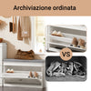SoBuy FSR82-L-W Scarpiera Salvaspazio Slim con Seduta - Panca Scarpiera da Ingresso Contenitore in Legno, Mobile Ingresso per Scarpe, Regolabile, 75x24x51 cm, Bianco