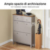 SoBuy FSR89-KA Scarpiera Salvaspazio Slim Ingresso - Mobile Scarpiera con Cassetto e 2 Ante a Ribalta per 12 Paia - Design Nordico in Legno, Facile Montaggio, 78x24x108 cm, Marrone Chiaro
