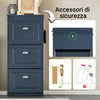 SoBuy FSR94-B Scarpiera Salvaspazio Slim Mobiletto da Ingresso 3 Ante a Ribalta, Scarpiera in Legno, Armadio Portascarpe per Ingresso, Corridoio o Camera da Letto Blu 53 * 24 * 118cm