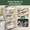 SoBuy FSR94-WG Scarpiera Salvaspazio Slim Mobiletto da Ingresso con 3 Ante a Ribalta Armadio Portascarpe Scarpiera Moderna per Ingresso, Corridoio o Camera 53x24x118cm Effetto Legno Invecchiato Bianco