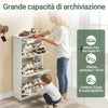SoBuy FSR94-WG Scarpiera Slim - Ripiani Regolabili per Sneaker Scarpe Eleganti e Stivaletti
