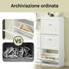 SoBuy FSR94-W Scarpiera Salvaspazio Slim Mobiletto da Ingresso 3 Ante a Ribalta, Armadio Portascarpe Scarpiera Moderna per Ingresso, Corridoio o Camera da Letto 53x24x117cm Bianca