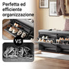 SoBuy FSR98-XL-SCH Panca Scarpiera da Ingresso - Scarpiera Salvaspazio Slim in Legno, Panca Contenitore per 8-10 Paia di Scarpe, 158kg di Carico, Nero, 100x26x46cm