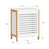 SoBuy FSS66-WN Cesto portabiancheria sporca Mobile bagno Mobiletto salvaspazio L50*P30*A60 cm bianco e legno