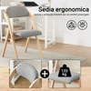 SoBuy FST92-Nx2, Sedia Pieghevole in Legno Set da 2 Poltrona Imbottita da Cucina, Sedie da Interno per Ufficio, Balcone, Giardino – Sedie Pieghevoli Salvaspazio Richiudibili in Faggio, Grigio Chiaro