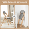SoBuy FST92-Nx2, Sedia Pieghevole in Legno Set da 2 Poltrona Imbottita da Cucina, Sedie da Interno per Ufficio, Balcone, Giardino – Sedie Pieghevoli Salvaspazio Richiudibili in Faggio, Grigio Chiaro