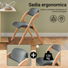 SoBuy FST92-SG Sedia Pieghevole in Legno – Poltrona Imbottita da Cucina, Sedie da Interno Ufficio, Balcone, Giardino – Sedie Pieghevoli Salvaspazio Richiudibili in Faggio, Grigio Scuro