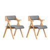 SoBuy FST98-HGX2 Sedia Pieghevole in Legno con Cuscino Set da 2 Sedie Giardino e Sedie Pieghevoli da Interno in Legno, Sedie da Giardino Pieghevoli per Ufficio, Ospiti, Cucina o Balcone Colore Grigio