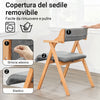 SoBuy FST98-HG Sedia Pieghevole in Legno con Cuscino – Sedie Giardino Pieghevoli e Sedie Impilabili da Interno, Sedia da Giardino Pieghevole per Ufficio Ospiti, Cucina o Balcone, Colore Grigio