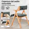 SoBuy FST98-SG Sedia Pieghevole in Legno con Cuscino – Sedie Giardino Pieghevoli e Sedie Impilabili da Interno, Sedia da Giardino Pieghevole per Ufficio Ospiti, Cucina o Balcone, Grigio Scuro