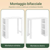SoBuy FWT17-II-W Tavolo Alto da Cucina, Tavolo da Bar Moderno con Ripiani di Stoccaggio, Design Salvaspazio per Cucina Piccola, Soggiorno, Angolo Bar o Studio Bianco 112 x 57 x 106 cm